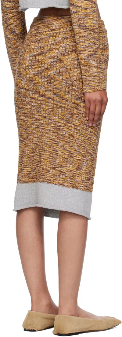 Baserange Multicolor Waste Midi Skirt In Brown