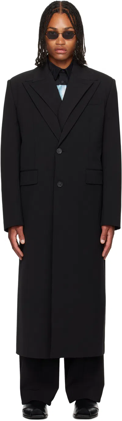 Jean Paul Gaultier Double Layer Coat With Structured Silhouette In Black