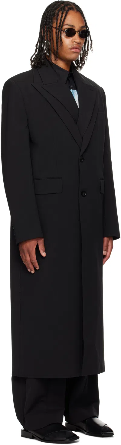 Jean Paul Gaultier Double Layer Coat With Structured Silhouette In Black