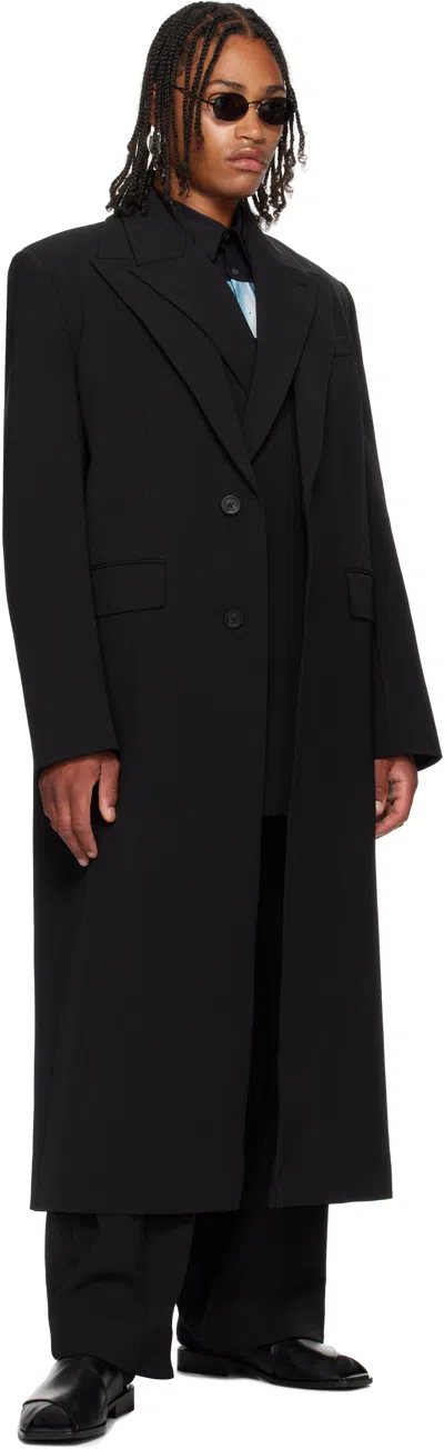 Jean Paul Gaultier Double Layer Coat With Structured Silhouette In Black