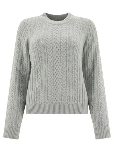 Ines De La Fressange Cable-knit Ribbed Sweater In Gray