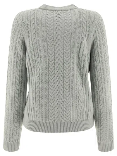 Ines De La Fressange Cable-knit Ribbed Sweater In Gray