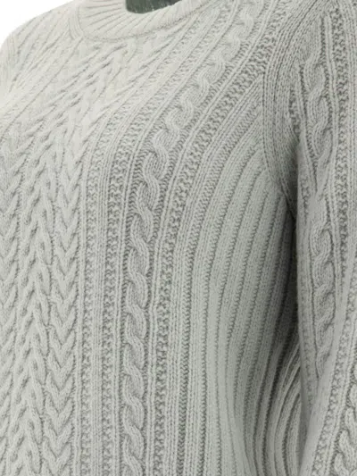 Ines De La Fressange Cable-knit Ribbed Sweater In Gray