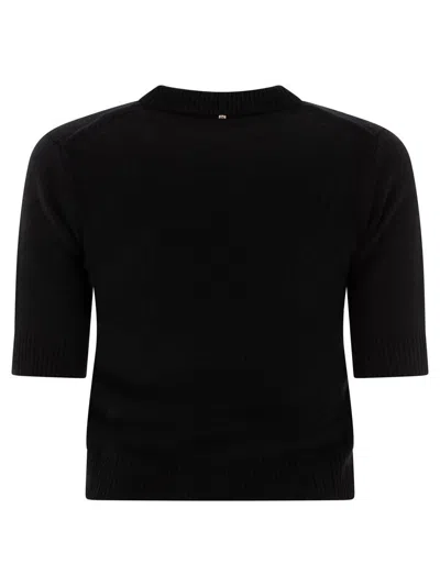Sportmax Wool-cashmere No Drama Short-sleeve Sweater In Black