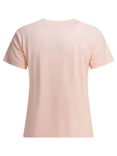 Pinko Nambrone Pink Crewneck T-shirt With Love Birds Diamond Cut Logo On The Chest In Cotton Woman In Pink