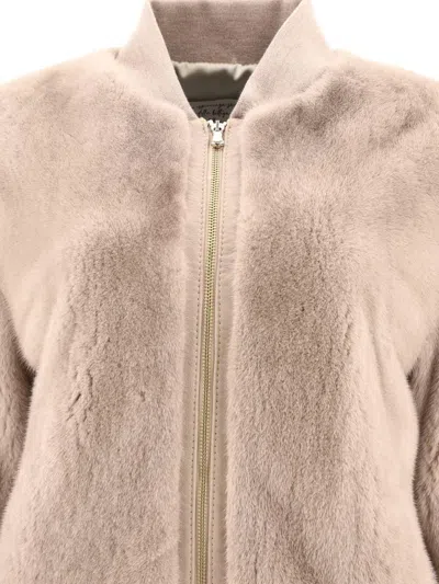 Giovi Mink Fur Bomber Jacket Jackets Beige