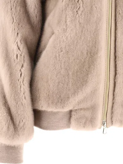 Giovi Mink Fur Bomber Jacket Jackets Beige