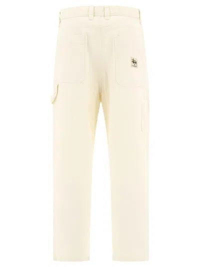 Stussy Canvas Work Trousers Beige In White