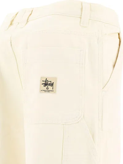 Stussy Canvas Work Trousers Beige In White