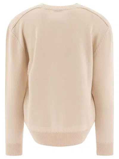 Burberry Wool Crew Neck Sweater Knitwear Beige In Neutral