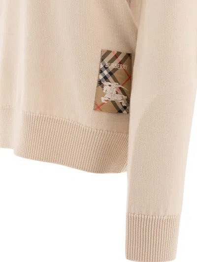 Burberry Wool Crew Neck Sweater Knitwear Beige In Neutral