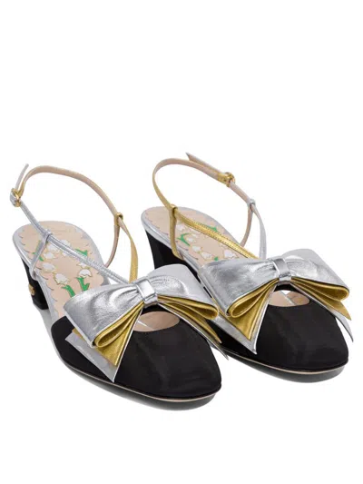 Valentino Slingback Decollete Bowow In Moire Tissue