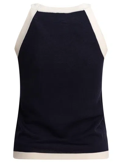 Ines De La Fressange Blue Silk Top In Blue