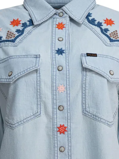 Filson Western-style Embroidered Shirt In Blue