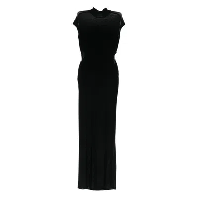 Jean Paul Gaultier Mesh-panelled Maxi Dress In Black