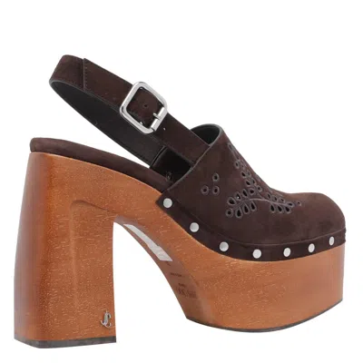 Jimmy Choo Alida Embroidered Suede Platform Clogs