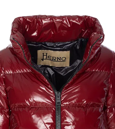 Herno Zipped Hooded Down Jacket In Red