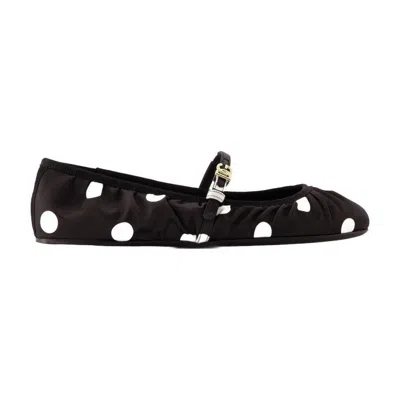 Dolce & Gabbana Odette Polka-dot Satin Ballet Flats