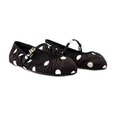 Dolce & Gabbana Odette Polka-dot Satin Ballet Flats