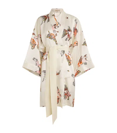 Olivia Von Halle Silk Fish Print Mimi Robe