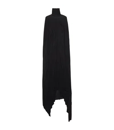 Balenciaga Cape-sleeve Maxi Dress In Black