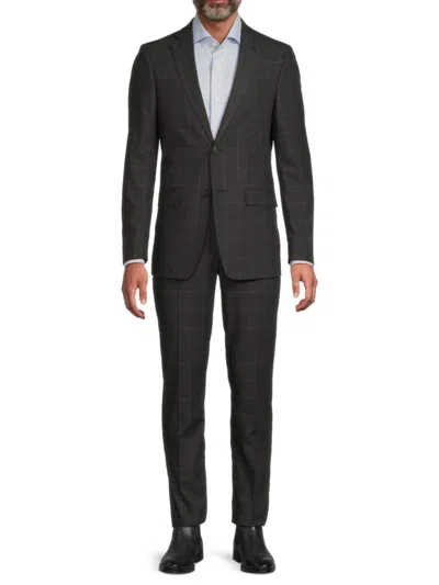 Dkny Men's Windowpane Slim-fit Two-button Suit In Black