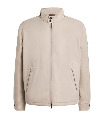 Polo Ralph Lauren Suede-collar Padded Jacket In Neutral