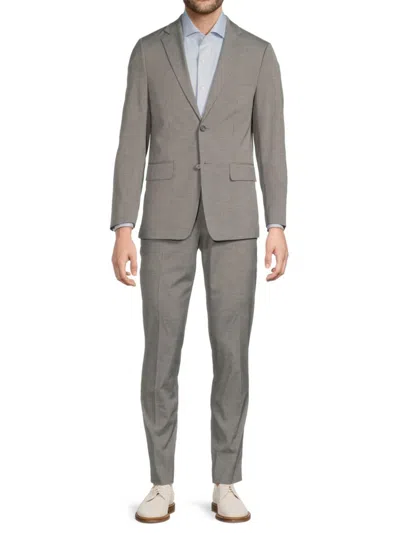 Dkny Men's Grid Slim-fit Two-button Suit In Gray