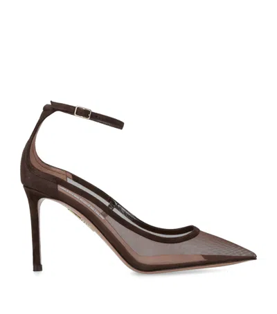 Aquazzura 85mm Love Affair Ankle-strap Mesh Pumps