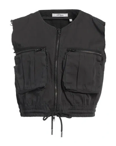Oval Square Woman Vest Black Size L Cotton