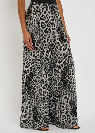Norma Kamali Mens Pleat Leopard-print Stretch-jersey Trousers In Gray