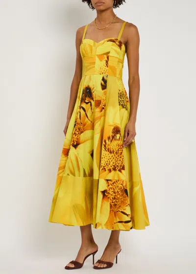 Tory Burch Printed Stretch-cotton Poplin Midi Dress