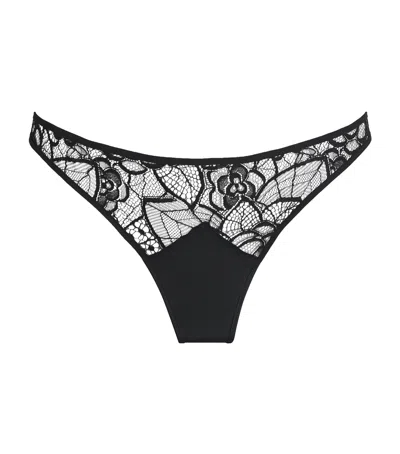 Kiki De Montparnasse Lace Coquette Thong In Black