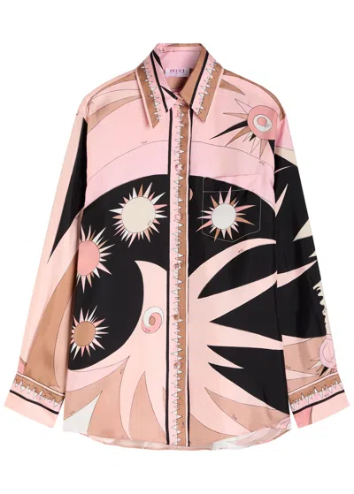 Pucci Stella Print Silk Oversized Shirt In Multi