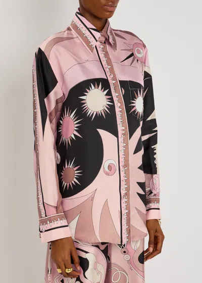 Pucci Stella Print Silk Oversized Shirt In Multi
