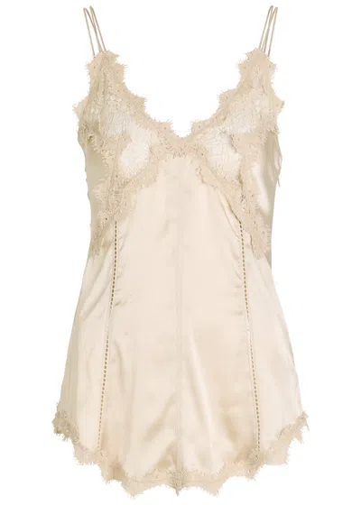 Isabel Marant Diandra Lace-embellished Stretch-silk Camisole Top
