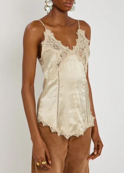 Isabel Marant Diandra Lace-embellished Stretch-silk Camisole Top