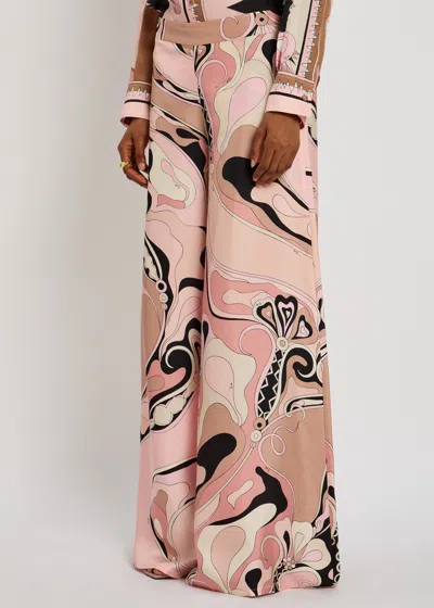 Pucci Orchidee Printed Silk-twill Trousers