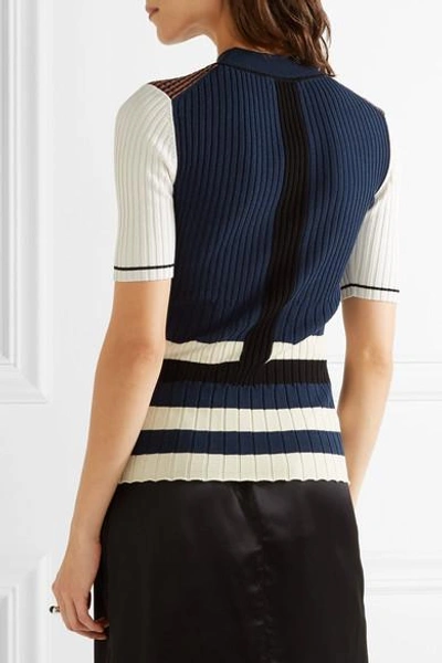 Shop Opening Ceremony Striped Metallic Ribbed-knit Sweater