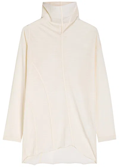 High Spot On Asymmetric Wool-jersey Top In White