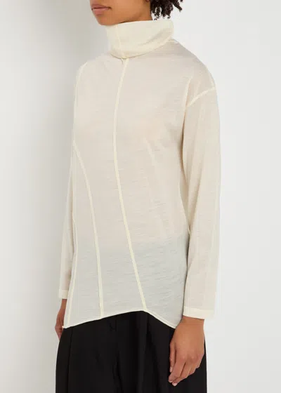 High Spot On Asymmetric Wool-jersey Top In White