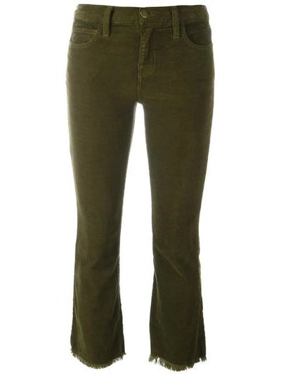 Shop Current Elliott 'the Kick' Corduroy Cropped Jeans In Green