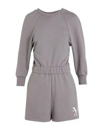 Armani Exchange Woman Playsuit Grey Size L Cotton, Polyester