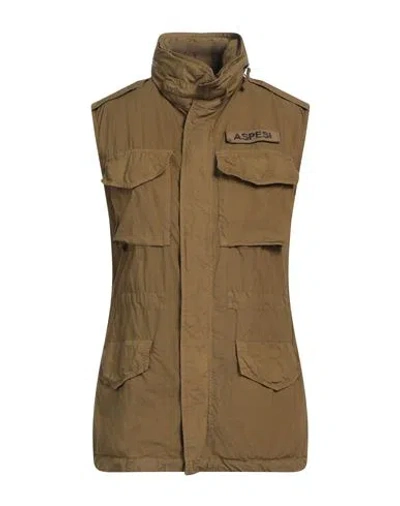Aspesi Woman Vest Military Green Size L Cotton