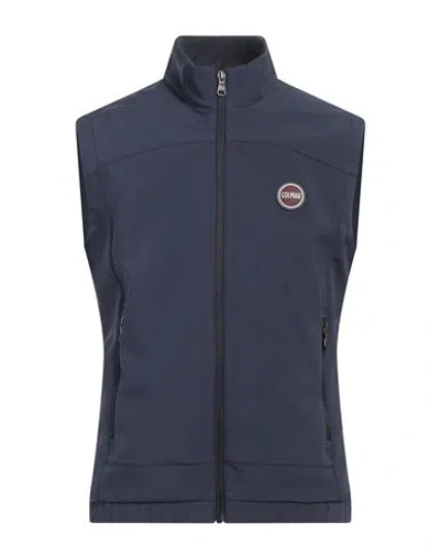 Colmar Man Vest Navy Size 42 Polyester, Elastane In Blue