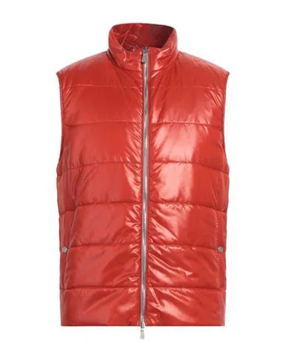 Eleventy Man Vest Orange Size 40 Polyamide In Red