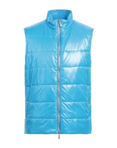 Eleventy Man Vest Azure Size 48 Polyamide In Blue