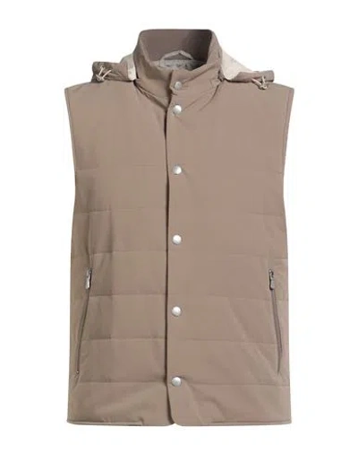 Eleventy Platinum Man Vest Light Brown Size 46 Polyamide, Elastane In Brown