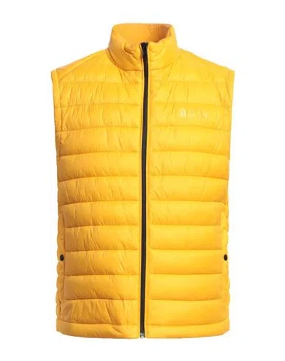 Hugo Boss Boss Man Vest Mandarin Size 38 Polyamide In Yellow