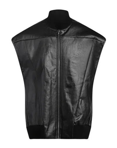 Rick Owens Man Vest Black Size 40 Cotton, Elastomultiester, Rubber, Cashmere, Wool In Black